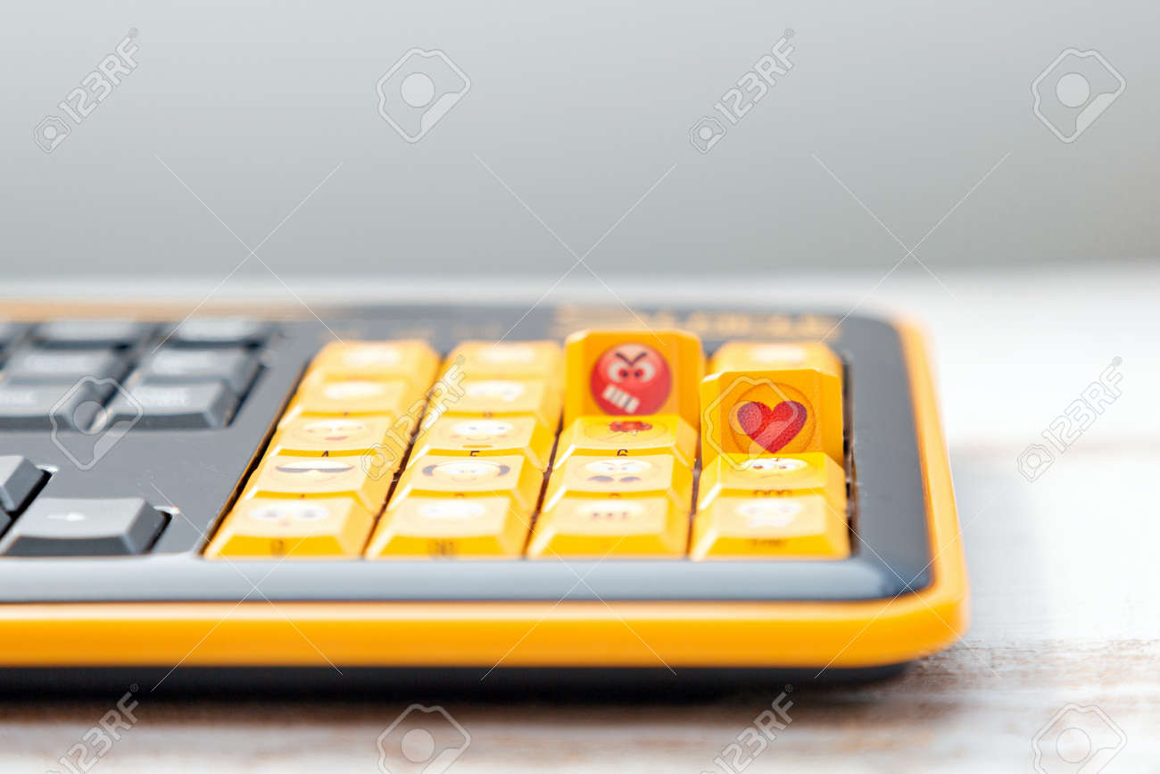 Keyboard With Protruding Buttons With An Angry Smiley Face And A Heart Symbol Copy Space The Concept Of Social Networks Communication And Emotions Stock Photo Picture And Royalty Free Image Image