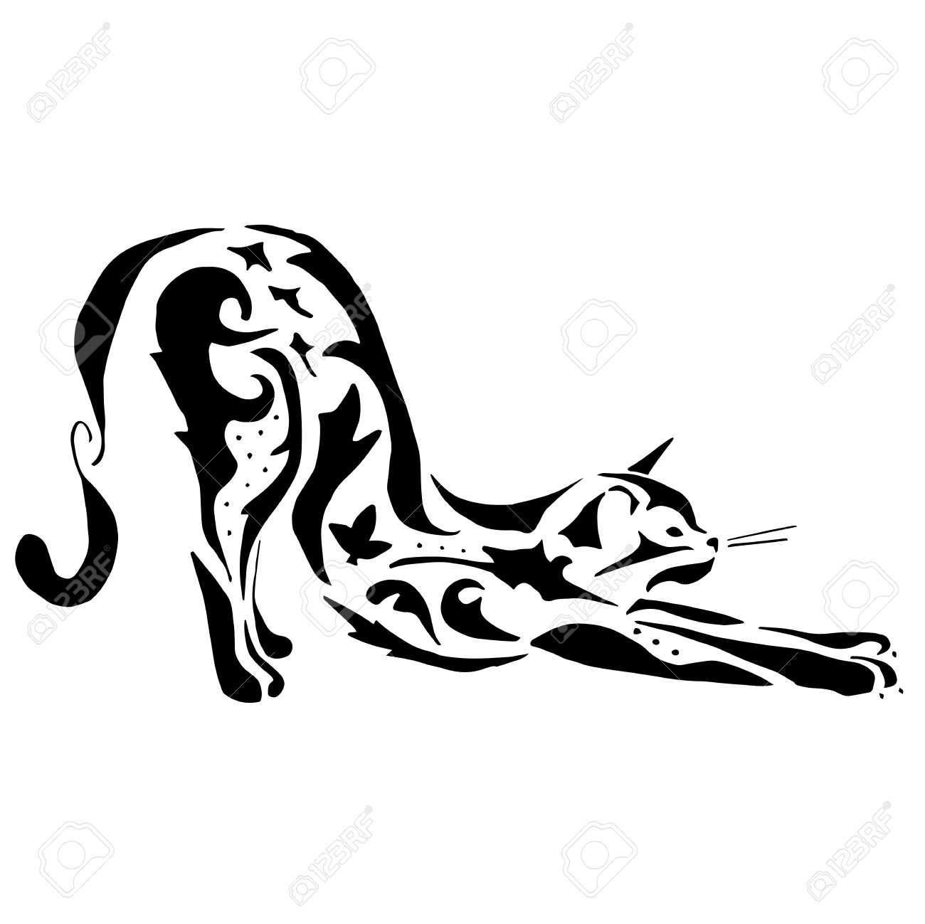 Haute Qualite Tatouage De Chat Ou De Dessin Pour La Coloration Clip Art Libres De Droits Vecteurs Et Illustration Image