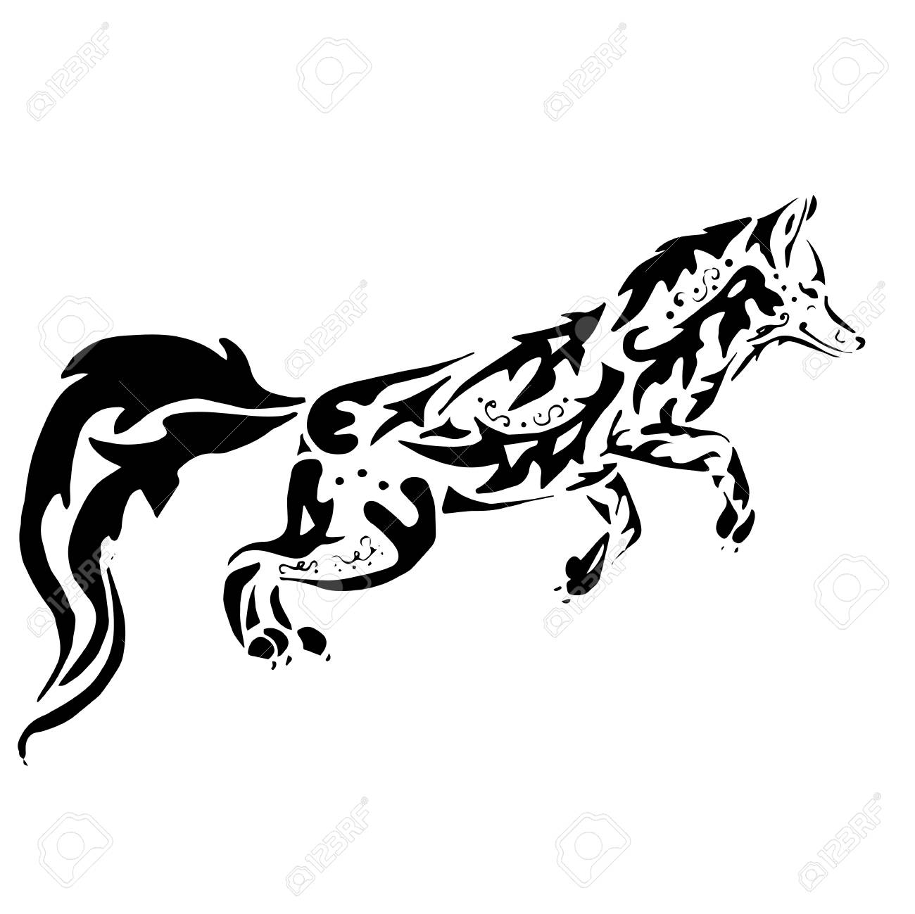 キツネのぬりえや白い背景で隔離のタトゥー のイラスト素材 ベクタ Image キツネのぬりえや白い背景で隔離のタトゥー のイラスト素材 ベクタ Image