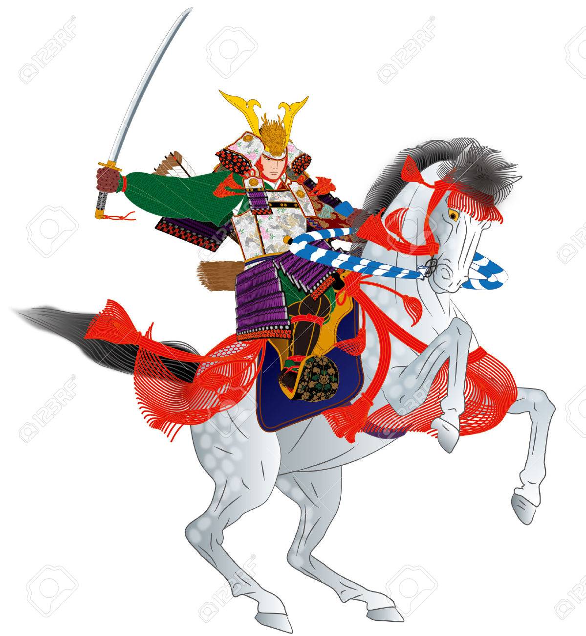 Samurai Riding A Horse Stock Photo Picture And Royalty Free Image Image