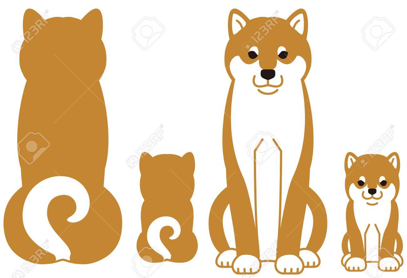 日本の犬 柴犬 の親子 のイラスト素材 ベクタ Image