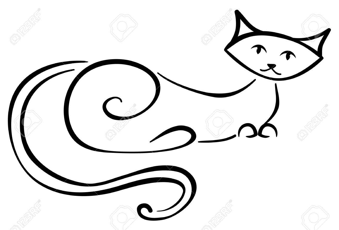 Allonge Belle Chat Noir Qui Ronronne Clip Art Libres De Droits Vecteurs Et Illustration Image
