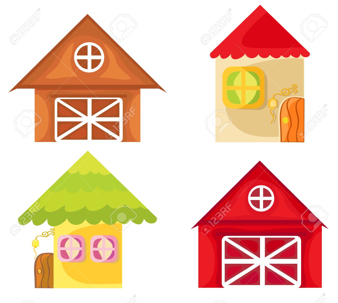 Set Of Cartoon Houses On White Background Farm House Royalty Free SVG,  Cliparts, Vectors, And Stock Illustration. Image 14117422.