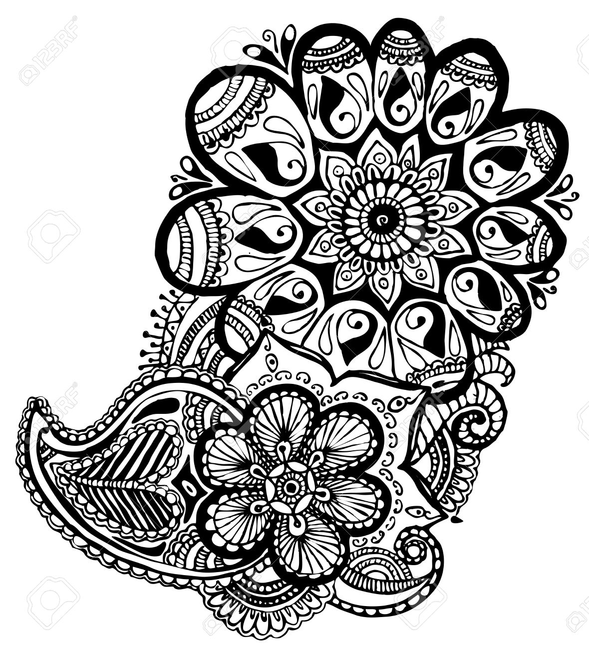 Seamless Pattern With Floral Ornament Elements Black And White Swirl Swirl Design Black Clip Art At Clkercom Vector Clip Art Online