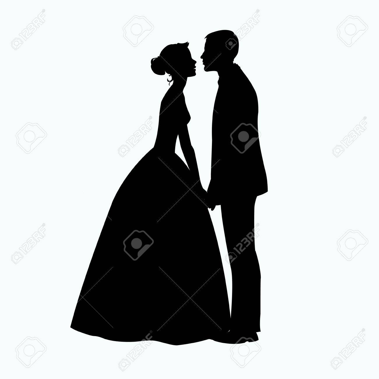 Bride And Groom Silhouette - Illustration Royalty Free SVG, Cliparts,  Vectors, and Stock Illustration. Image 39055247., image size:1300x1300