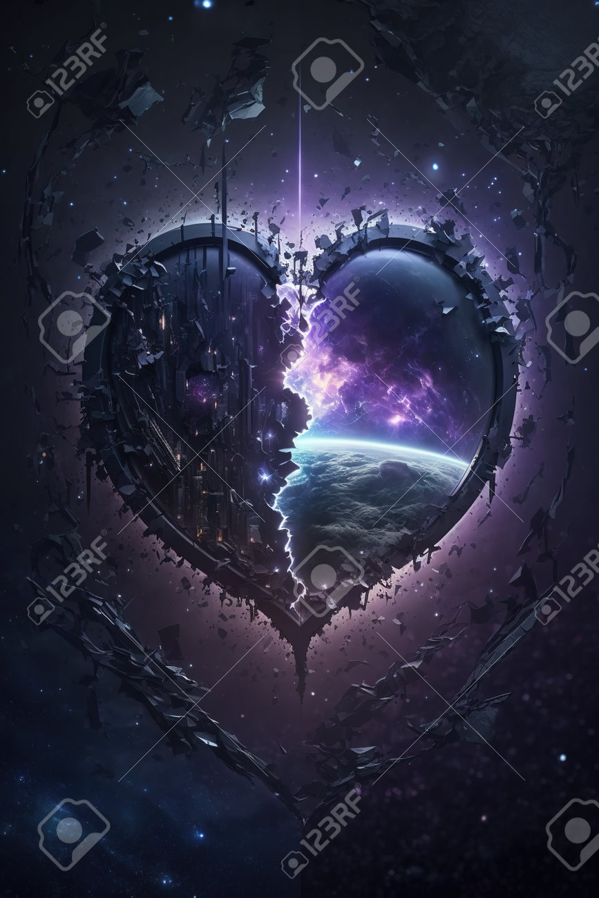 An Epic Broken Heart With A Mirror Portal Style Inside, Lonely Love, Ai  Generated Image Stock Photo, Picture and Royalty Free Image. Image  202545047., image size:867x1300