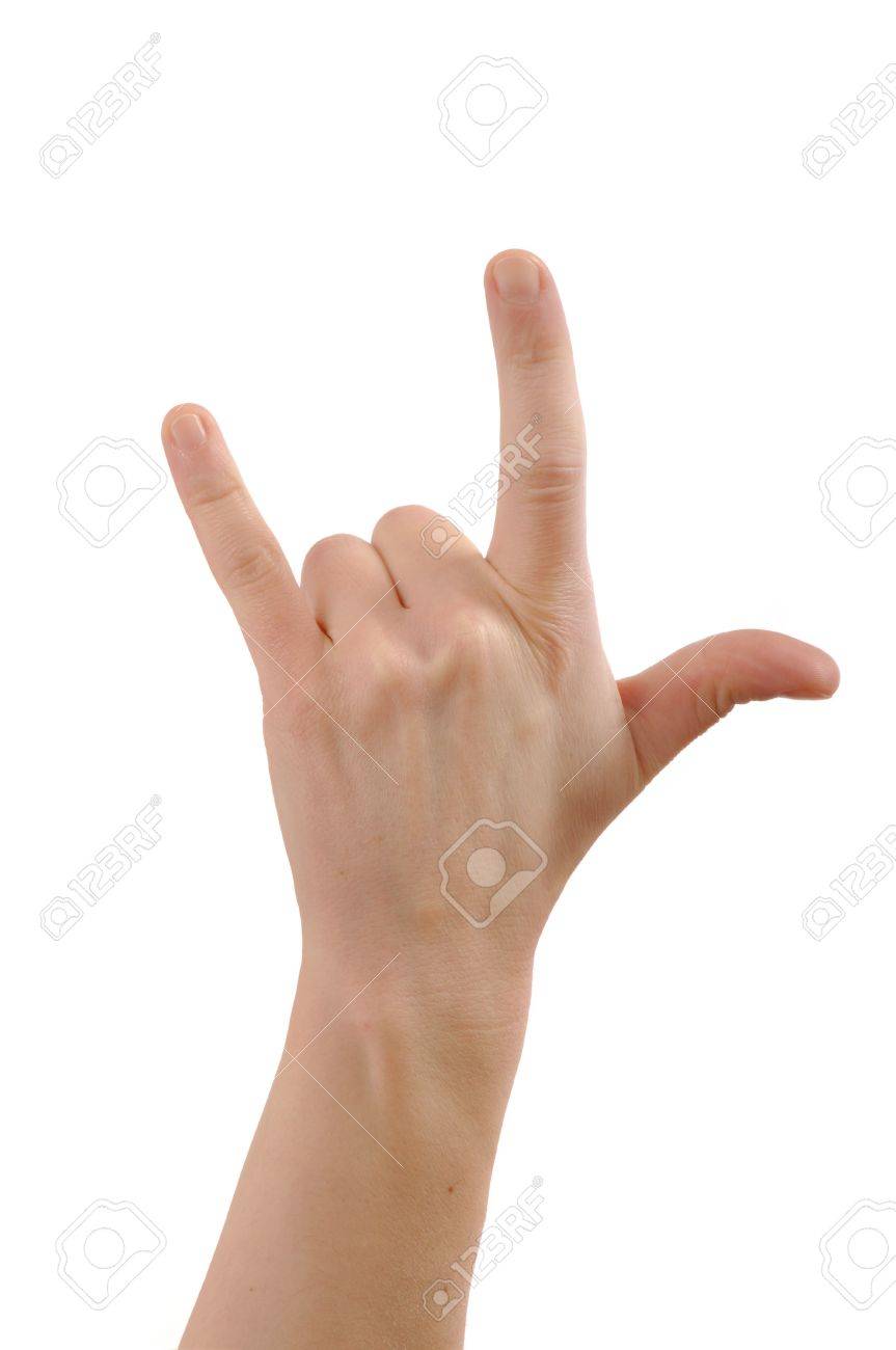 hand heavy metal and hard rock music sign isolated on white stock
