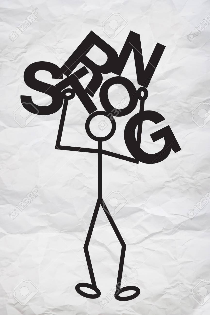 humanoid figure holding letters