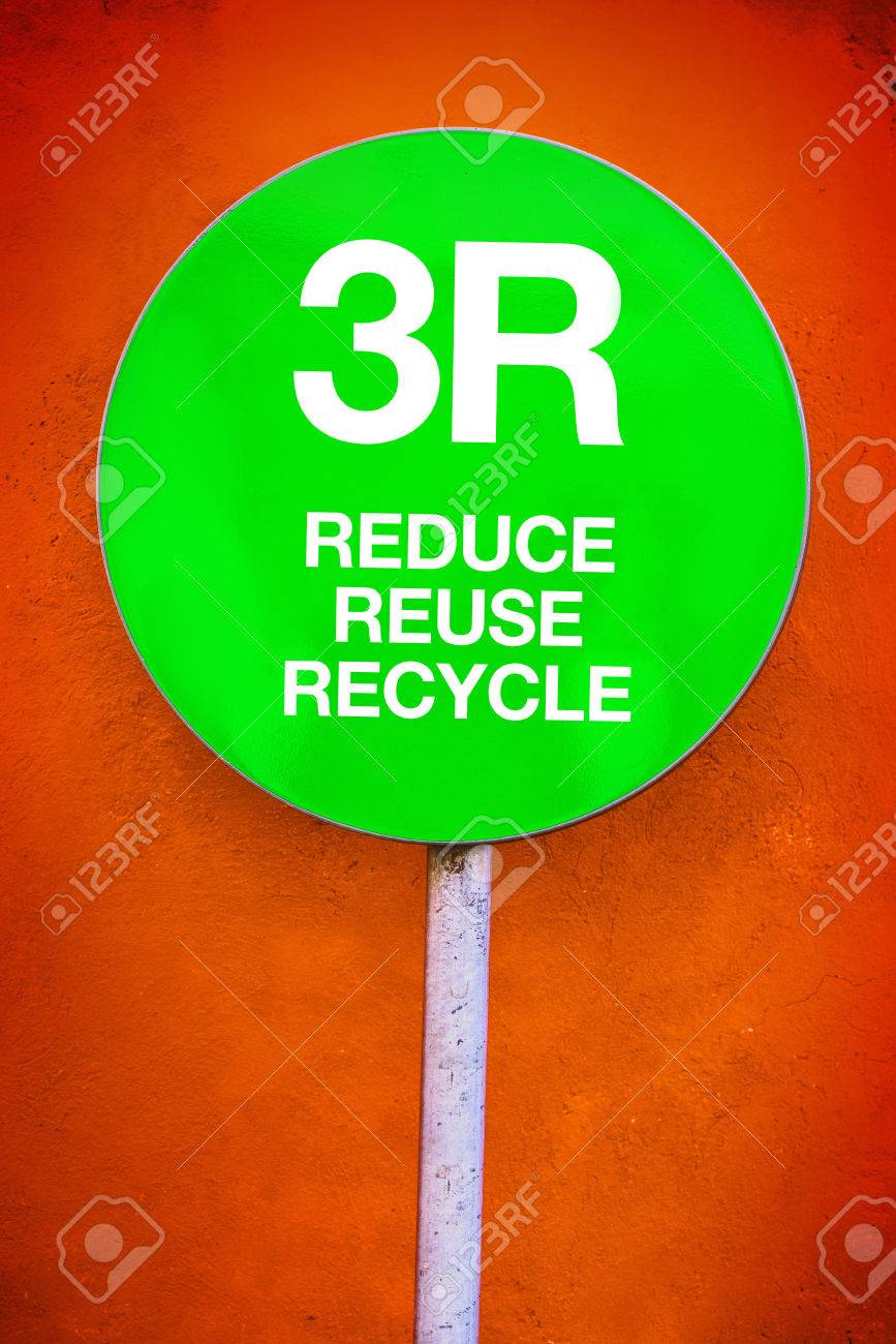 3r reduce reuse recycle green sign for ecology and