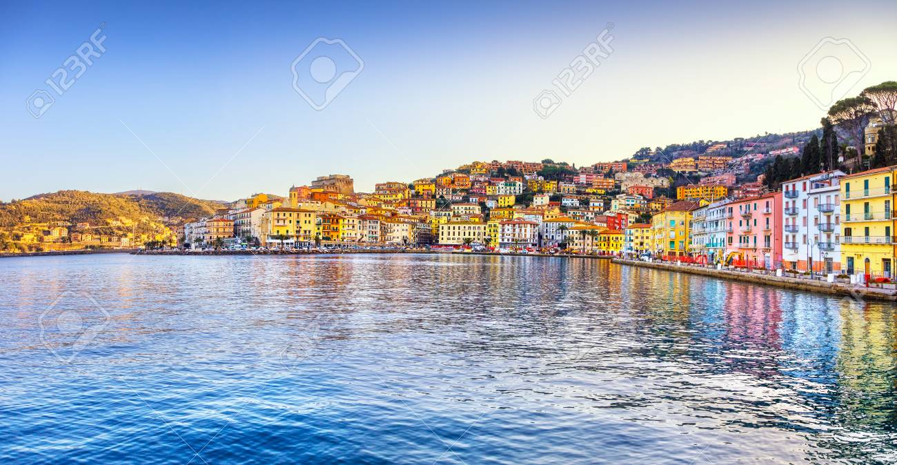 Porto Santo Stefano Vista Panoramica Del Paseo Maritimo Destino Turistico Italiano Monte Argentario Toscana Italia Porto Santo Stefano Vista Panoramica Del Paseo Maritimo Destino Turistico Italiano Monte Argentario Toscana Italia