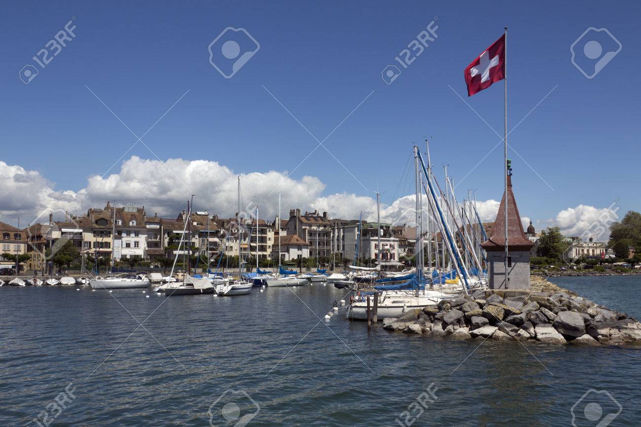 The harbor in the town of Morges on the north shore of Lake Geneva in the Vaud canton of Switzerland - 22396770 The harbor in the town of Morges on the north shore of Lake Geneva in the Vaud canton of Switzerland - 22396770
