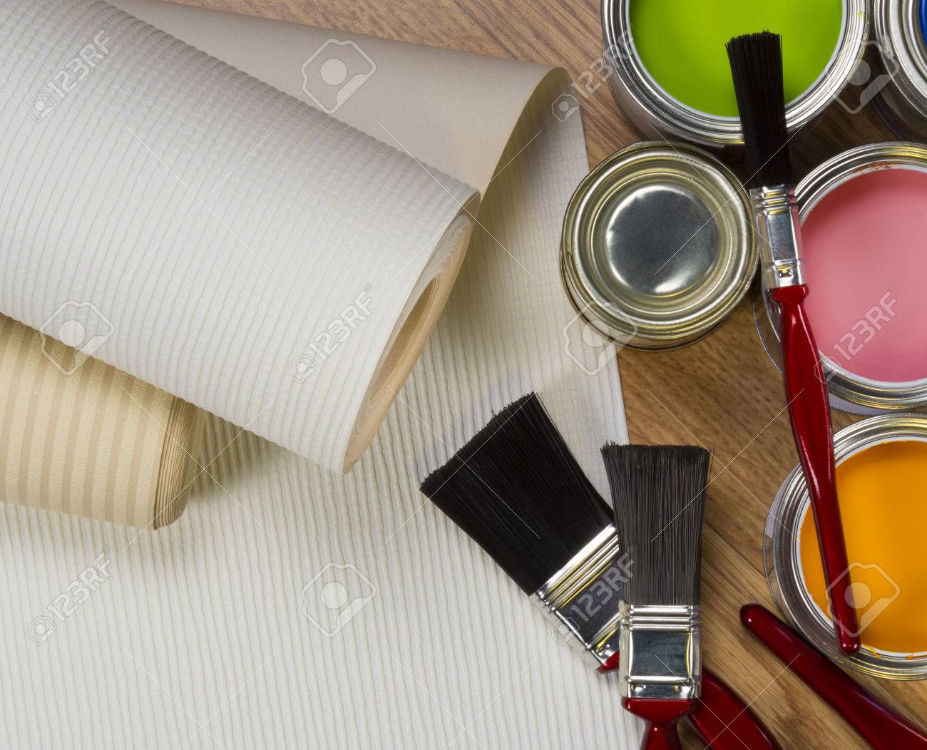 Interior Design - wallpaper and water-based paints used in painting and decorating. - 35873928 Interior Design - wallpaper and water-based paints used in painting and decorating. - 35873928