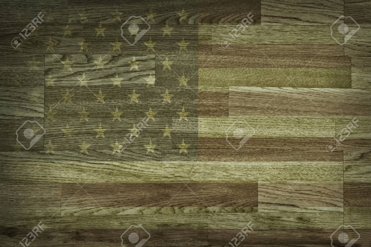 茶色の木目テクスチャと背景 ウッド テクスチャ背景を描かれた米国旗を色あせた 素朴な古い木製の背景 高齢者の木 水平木材板 の写真素材 画像素材 Image