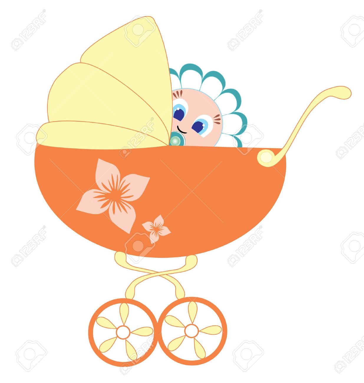 cartoon baby carriage