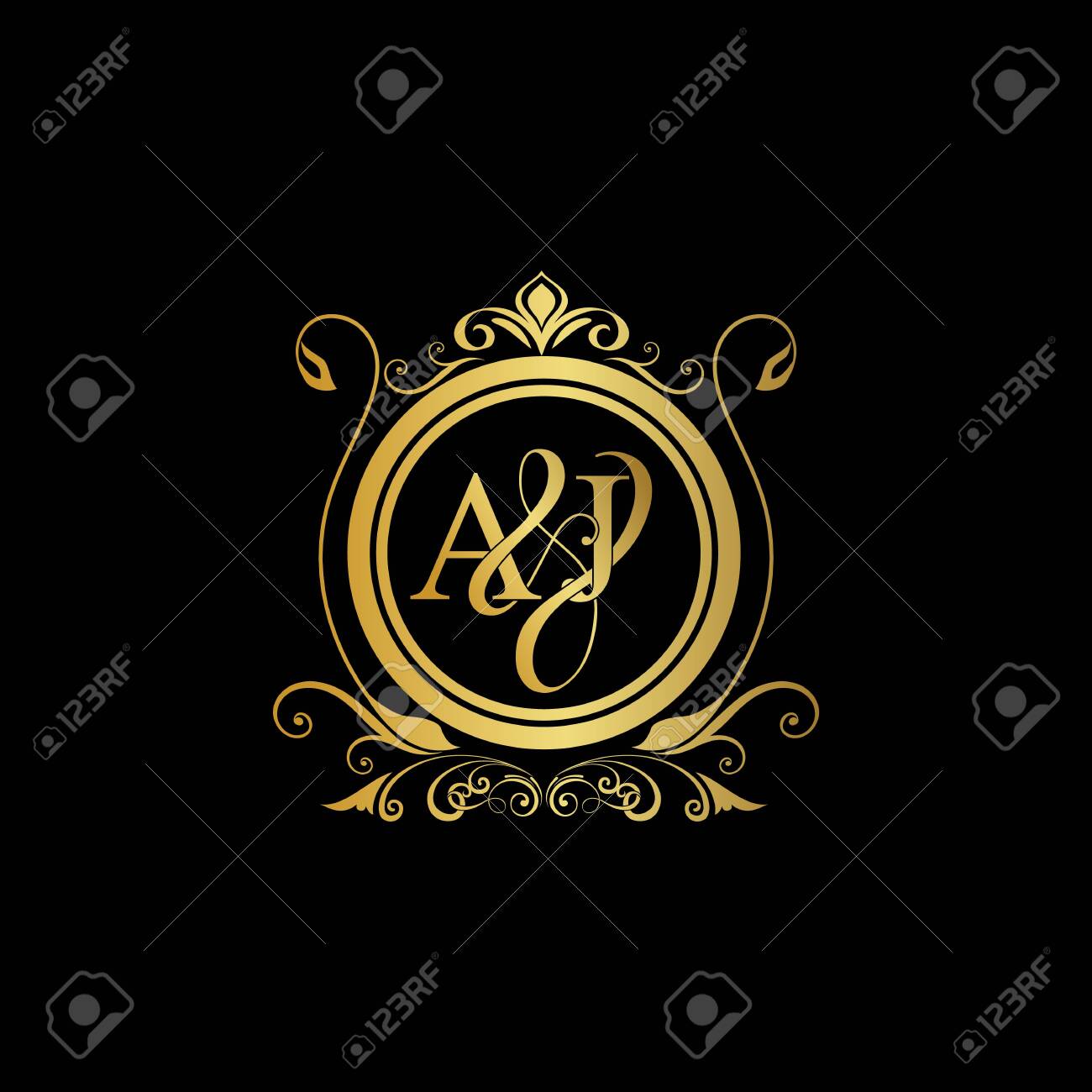 A J Aj Logo Initial Luxury Ornament Emblem Initial Luxury Royalty Free Cliparts Vectors And Stock Illustration Image 131798561