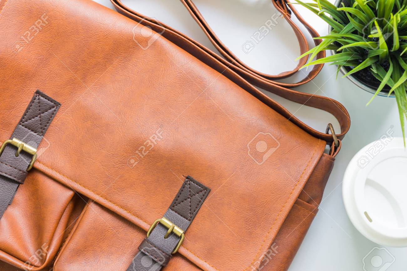 flat leather bag