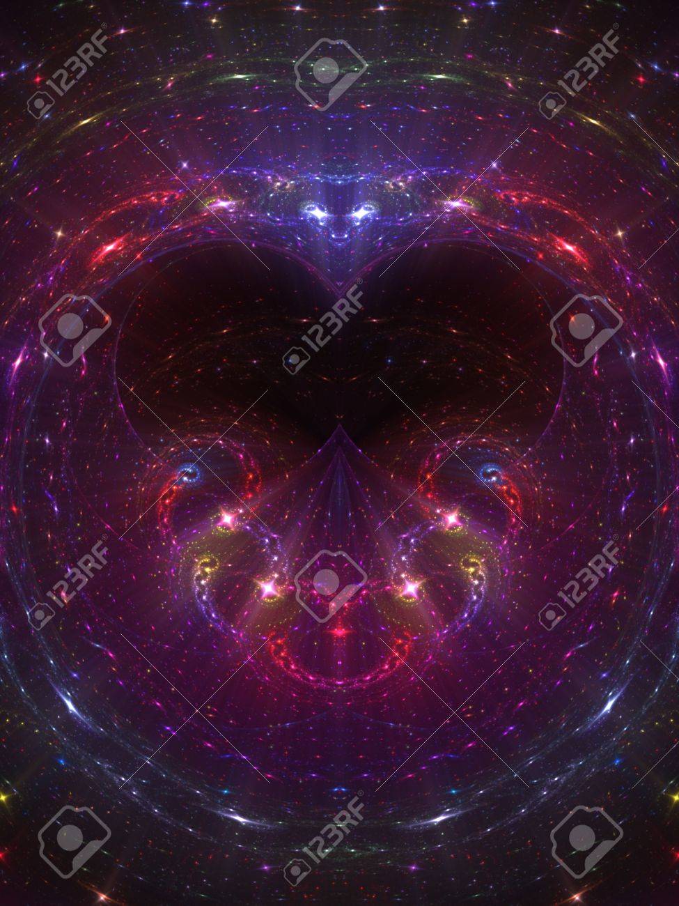 celestial theme effect in subtle heart shape computer generated celestial theme