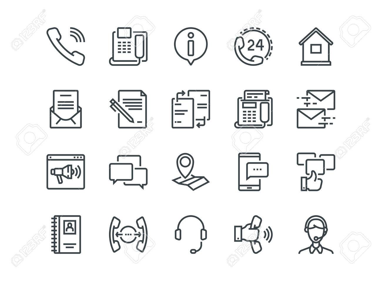 Contact us - Set of outline icons. - 75810958 Contact us - Set of outline icons. - 75810958