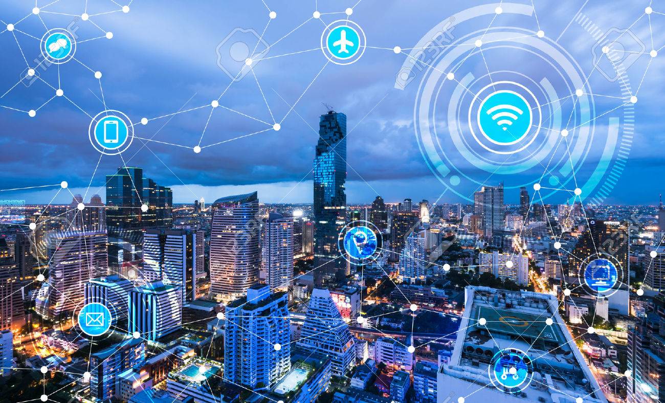 cityscape connected line technology concept internet of things internet of things stocks