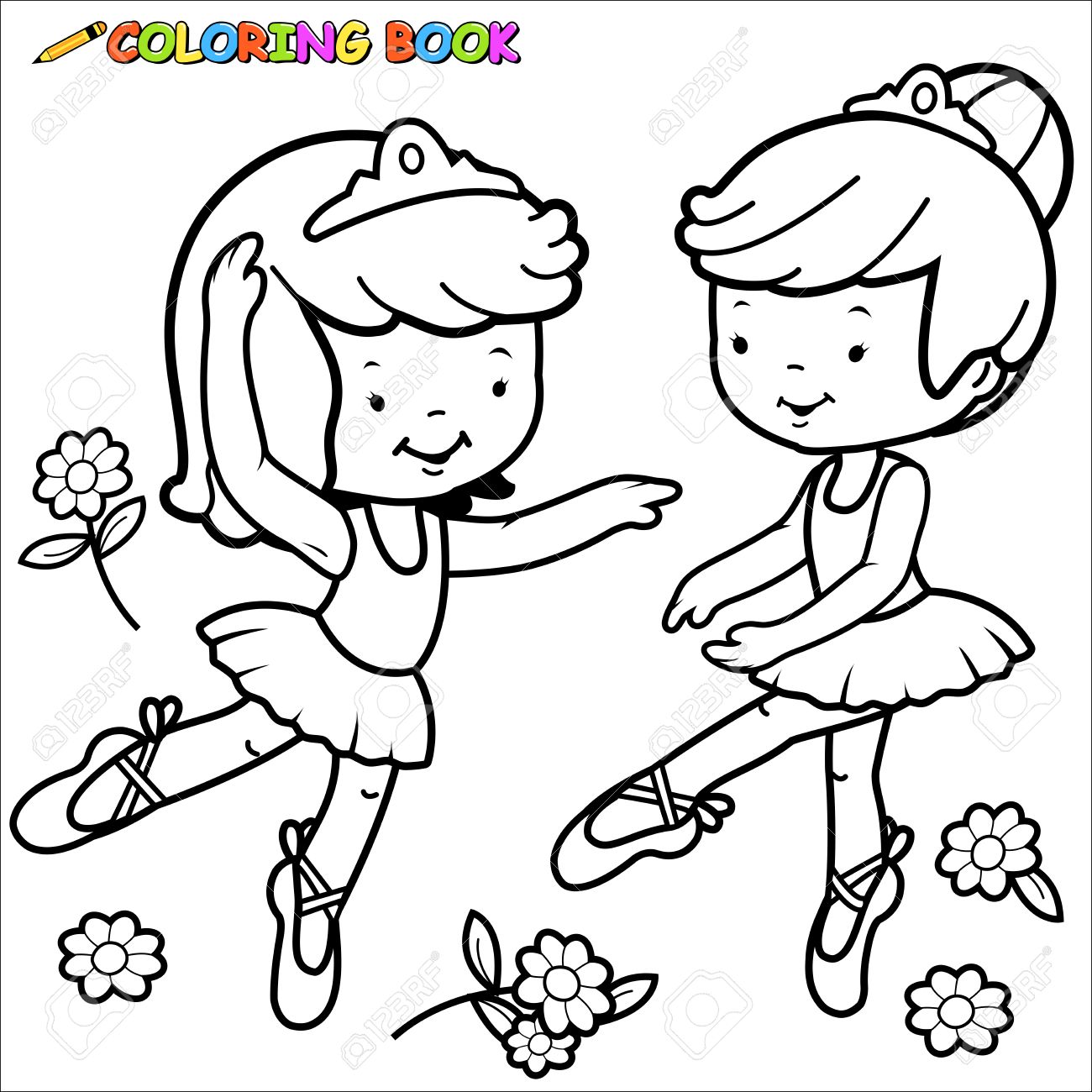 Coloring Book Page Ballerina Girls Dancing Royalty Free Cliparts ... Coloring Book Page Ballerina Girls Dancing Royalty Free Cliparts ...