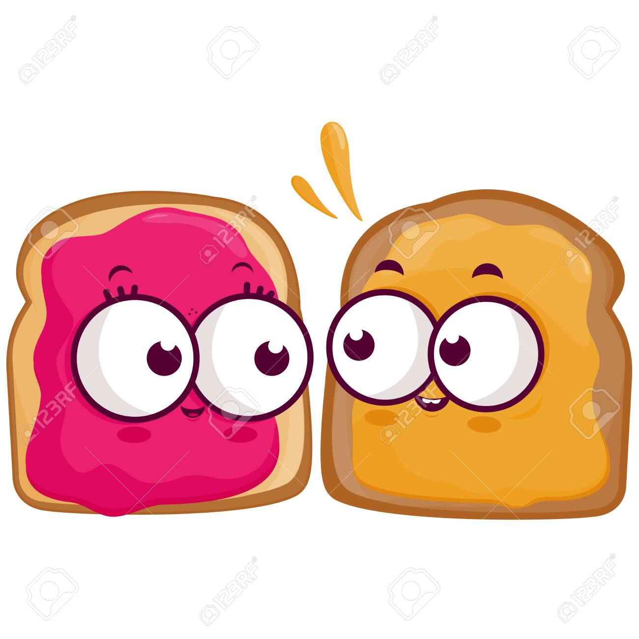 Cartoon Slices Of Bread With Peanut Butter And Jelly Royalty Free