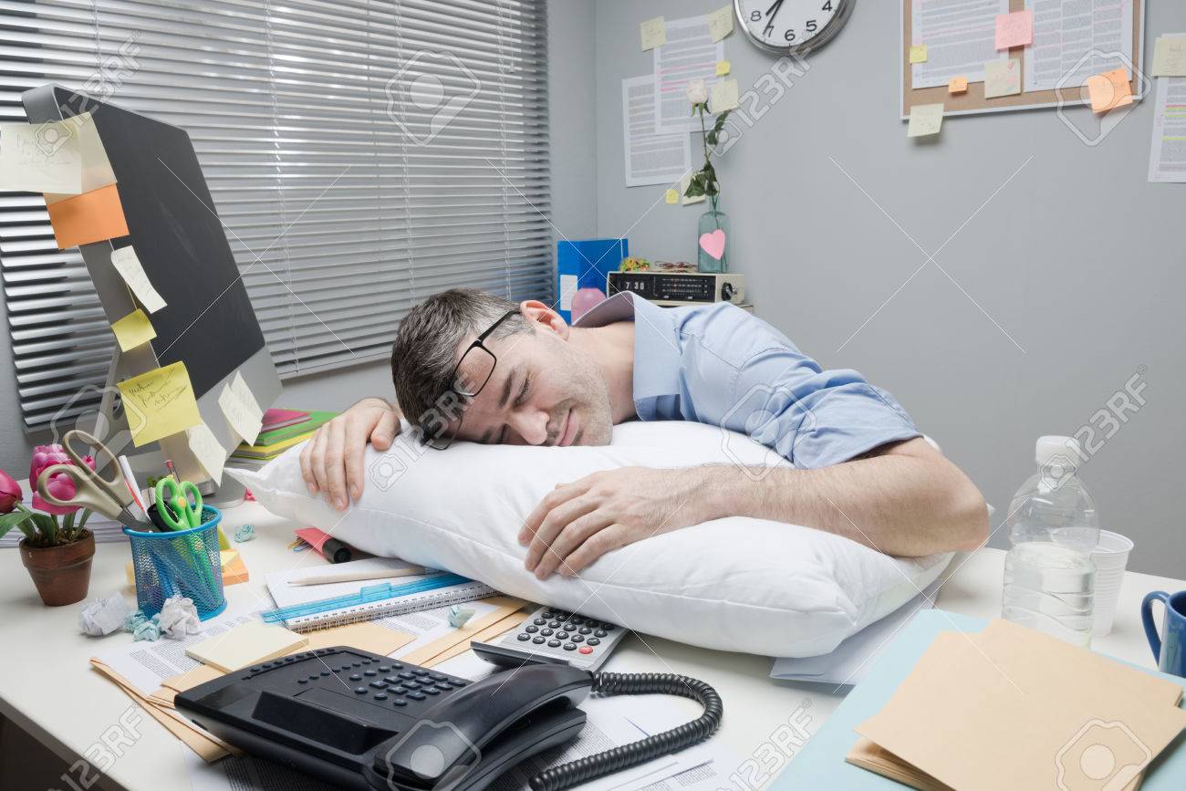 Sleepy At Office Desk Sleepy At Office Desk