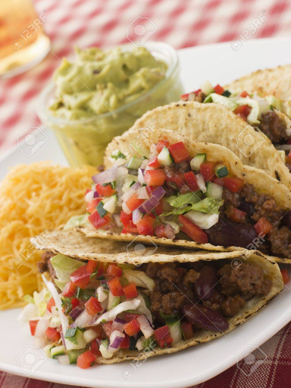 Beef Tacos with Cheese Salad and Guacamole - 3444128 Beef Tacos with Cheese Salad and Guacamole - 3444128