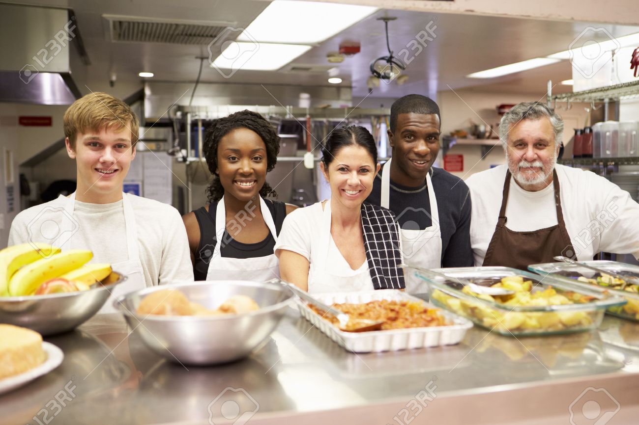 portrait of kitchen staff in homeless shelter stock photo picture kitchen staff