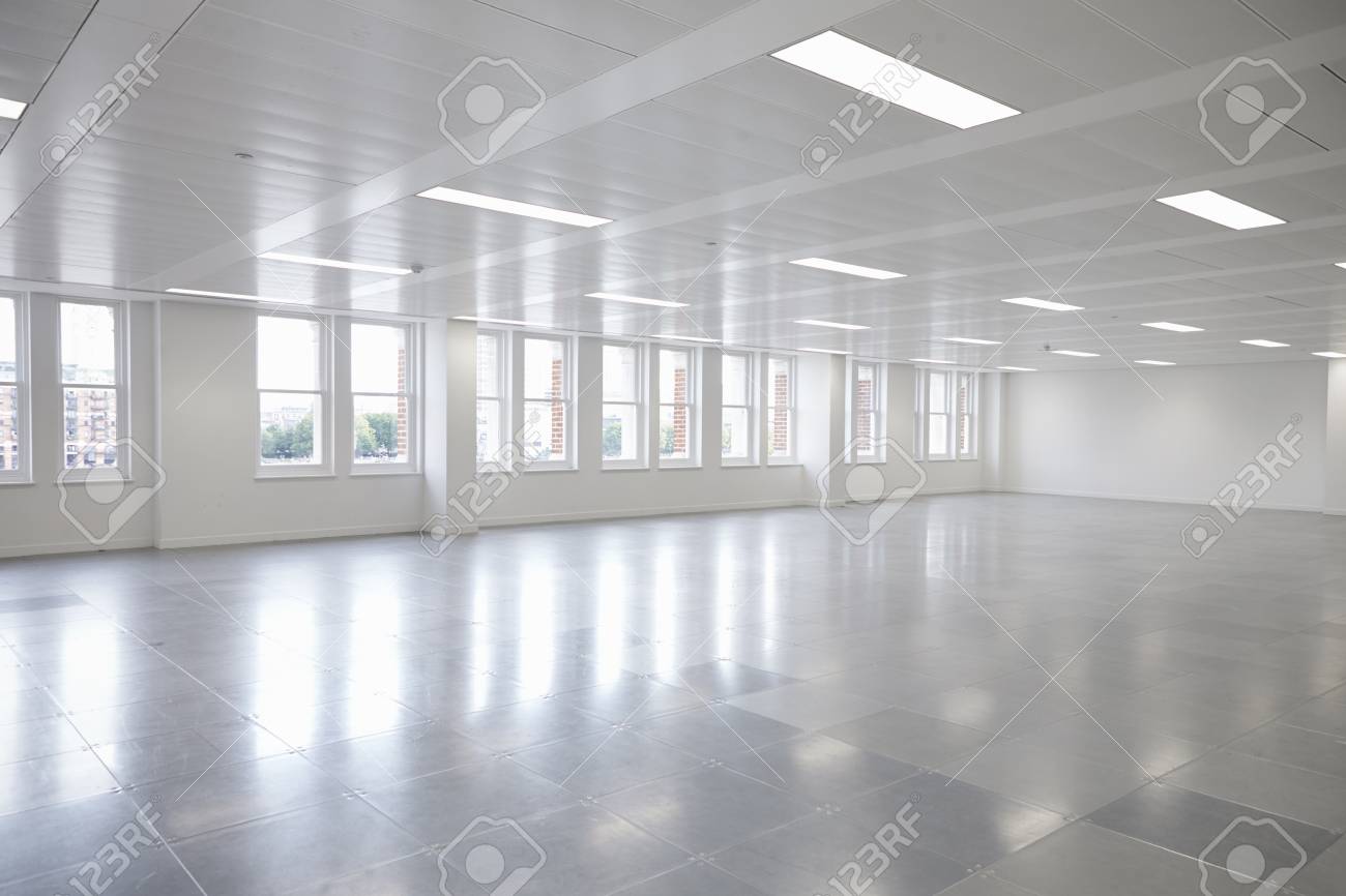 Vacant Open Plan Office Space With Windows Stock Photo Picture