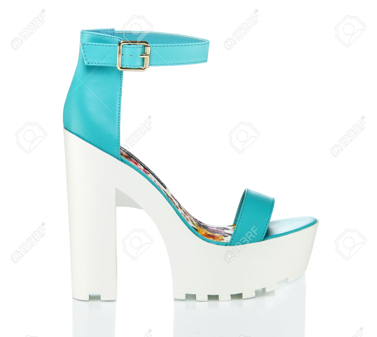 Cheville À Cuir Robuste Clair; Top De Semelle Bleu Et Une Talons Chaussures SangleFait Blanc Patte Faux Avec Plateforme Mode PXkNwOZ08n