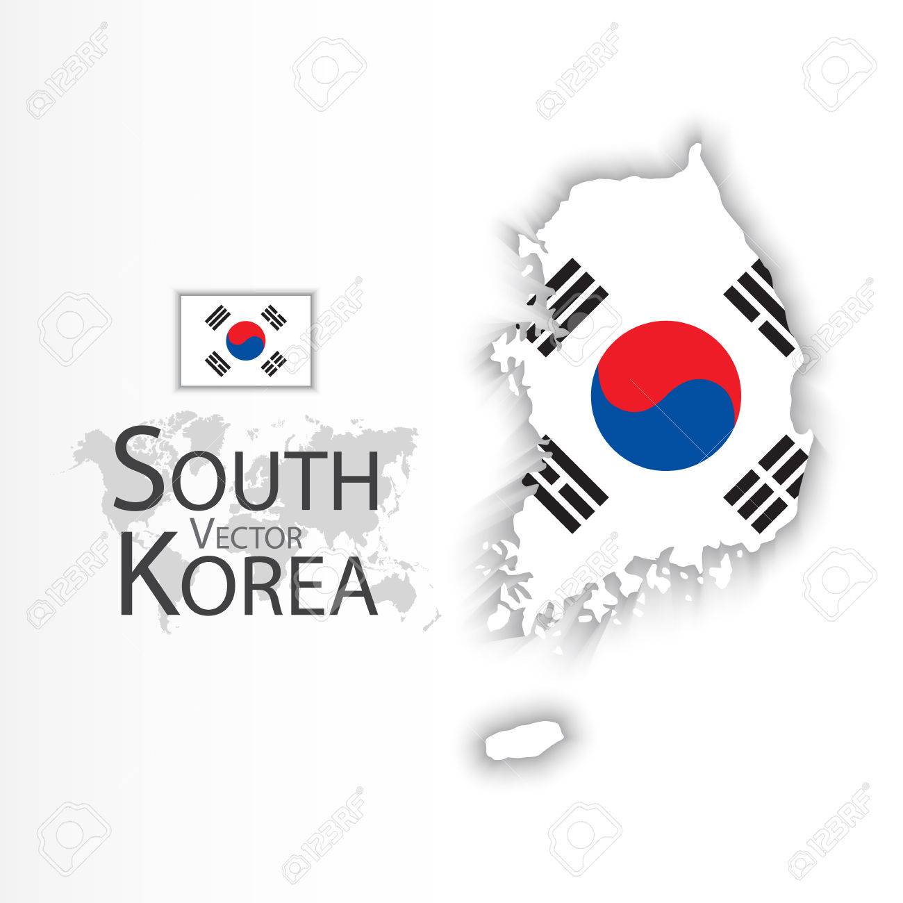 South Korea ( Republic of South Korea ) ( flag and map ) ( transportation and tourism concept ) - 52765702 South Korea ( Republic of South Korea ) ( flag and map ) ( transportation and tourism concept ) - 52765702