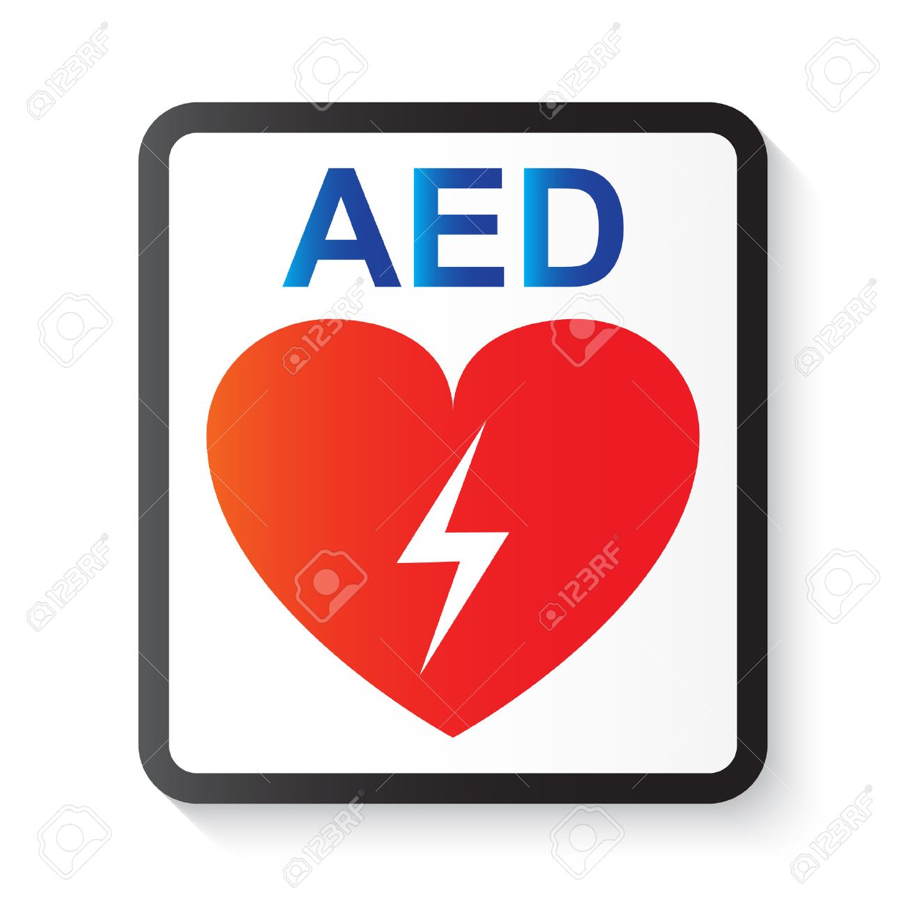 Aed 自動外部除細動器 心とサンダー ボルト 基本的な生命維持および高度な心臓ライフ サポートのイメージ のイラスト素材 ベクタ Image
