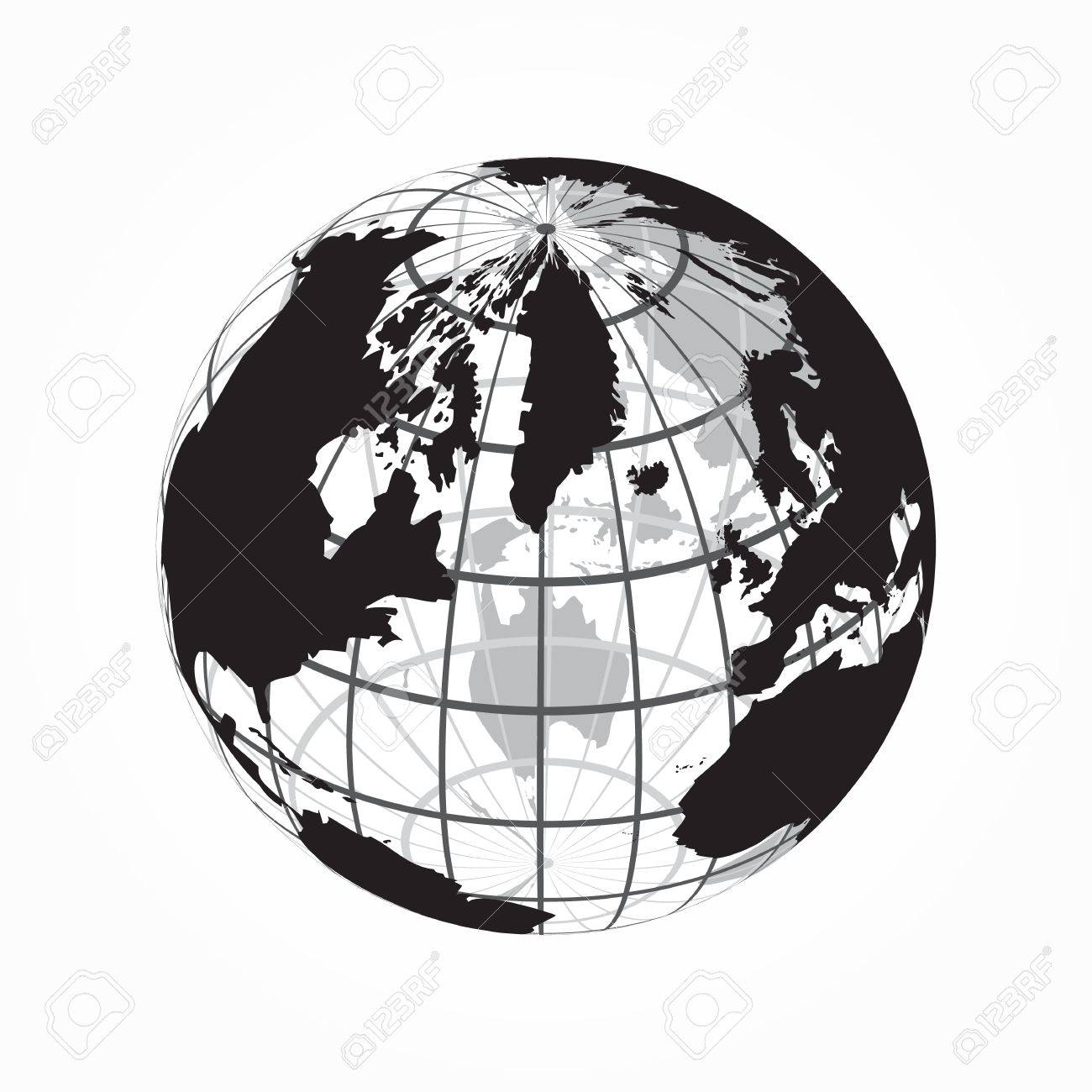 earth clipart black and white longitude