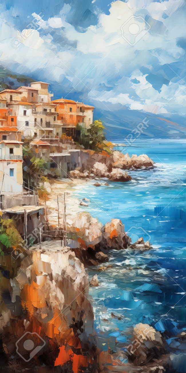 油絵 絵画 【岩場の砂浜】