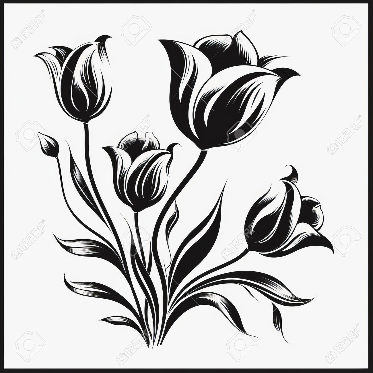 Tulip Tattoos in Black and White