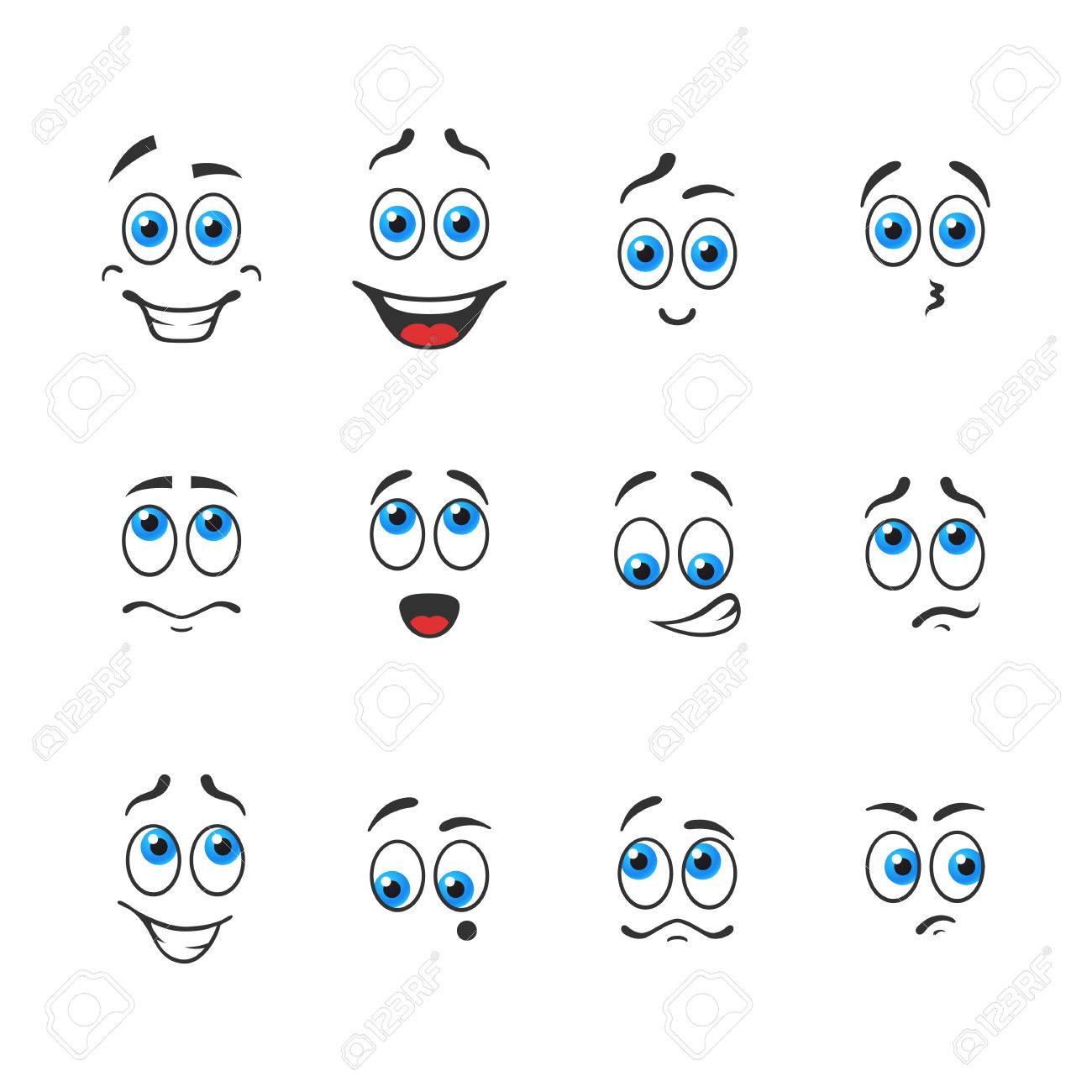 青い目を持つさまざまな面白い感情 のイラスト素材 ベクタ Image