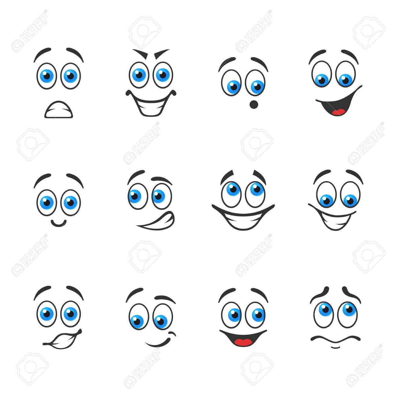 青い目を持つさまざまな面白い感情 のイラスト素材 ベクタ Image