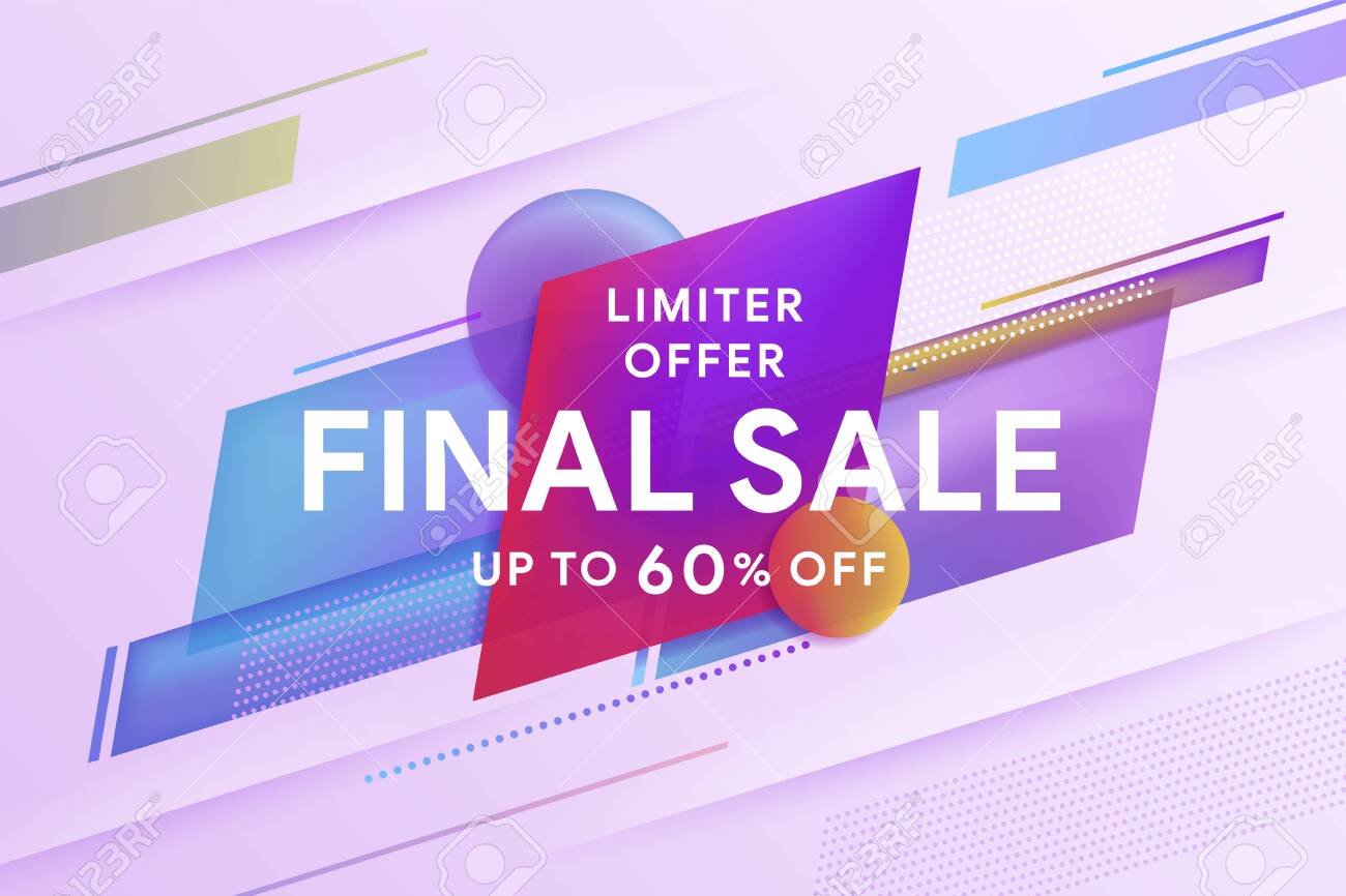 Final sale discount banner template promotion. Discount up to 60% off. Geometric colorful abstract shape set badge background for banner web, app, poster. Template for horizontal text. Vector image - 138964676 Final sale discount banner template promotion. Discount up to 60% off. Geometric colorful abstract shape set badge background for banner web, app, poster. Template for horizontal text. Vector image - 138964676