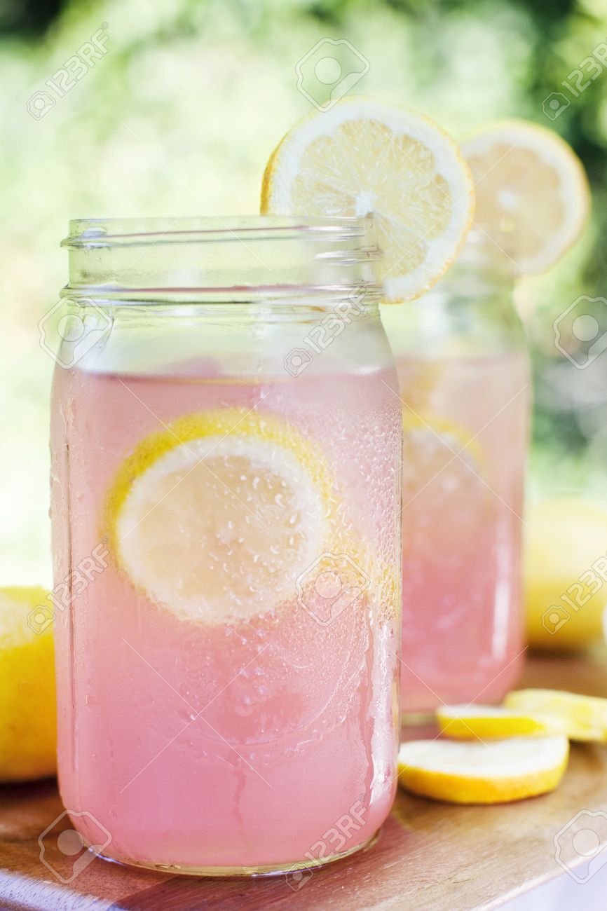 pink lemonade in mason
