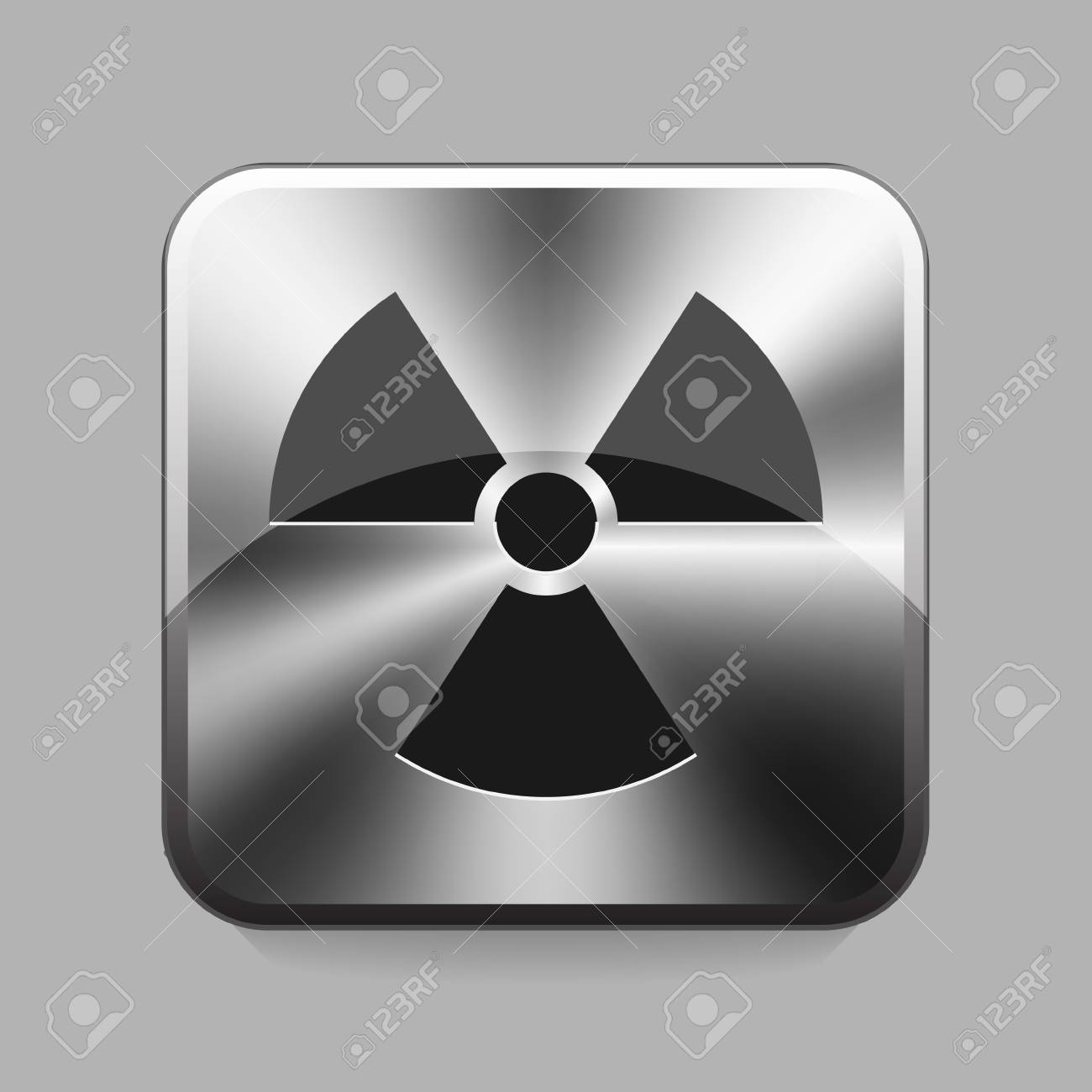 radioactivity symbol on metallic