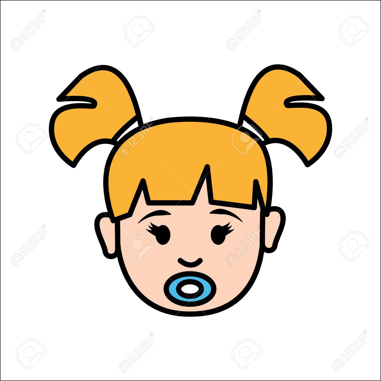 Visage De Bebe Fille Avec Icone Avatar De Sucette Clip Art Libres De Droits Vecteurs Et Illustration Image