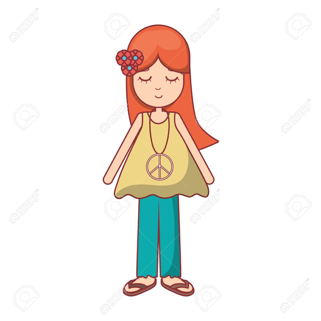 女の平和と愛のイラスト リラックスします のイラスト素材 ベクタ Image