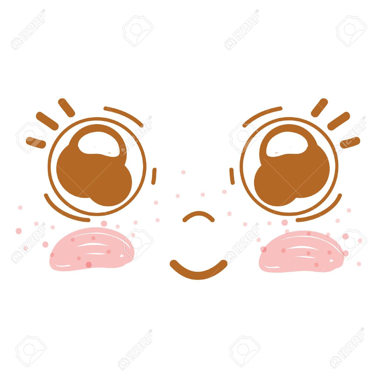 つぶらな瞳と頬の幸せそうな顔 のイラスト素材 ベクタ Image