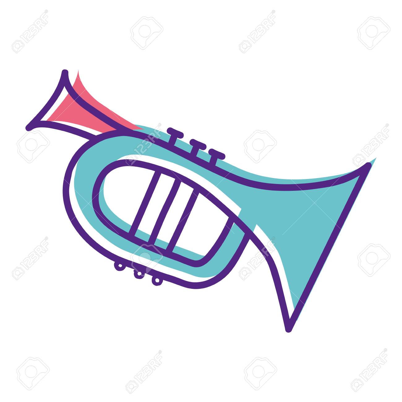 かわいいトランペット ステッカー楽器 のイラスト素材 ベクタ Image