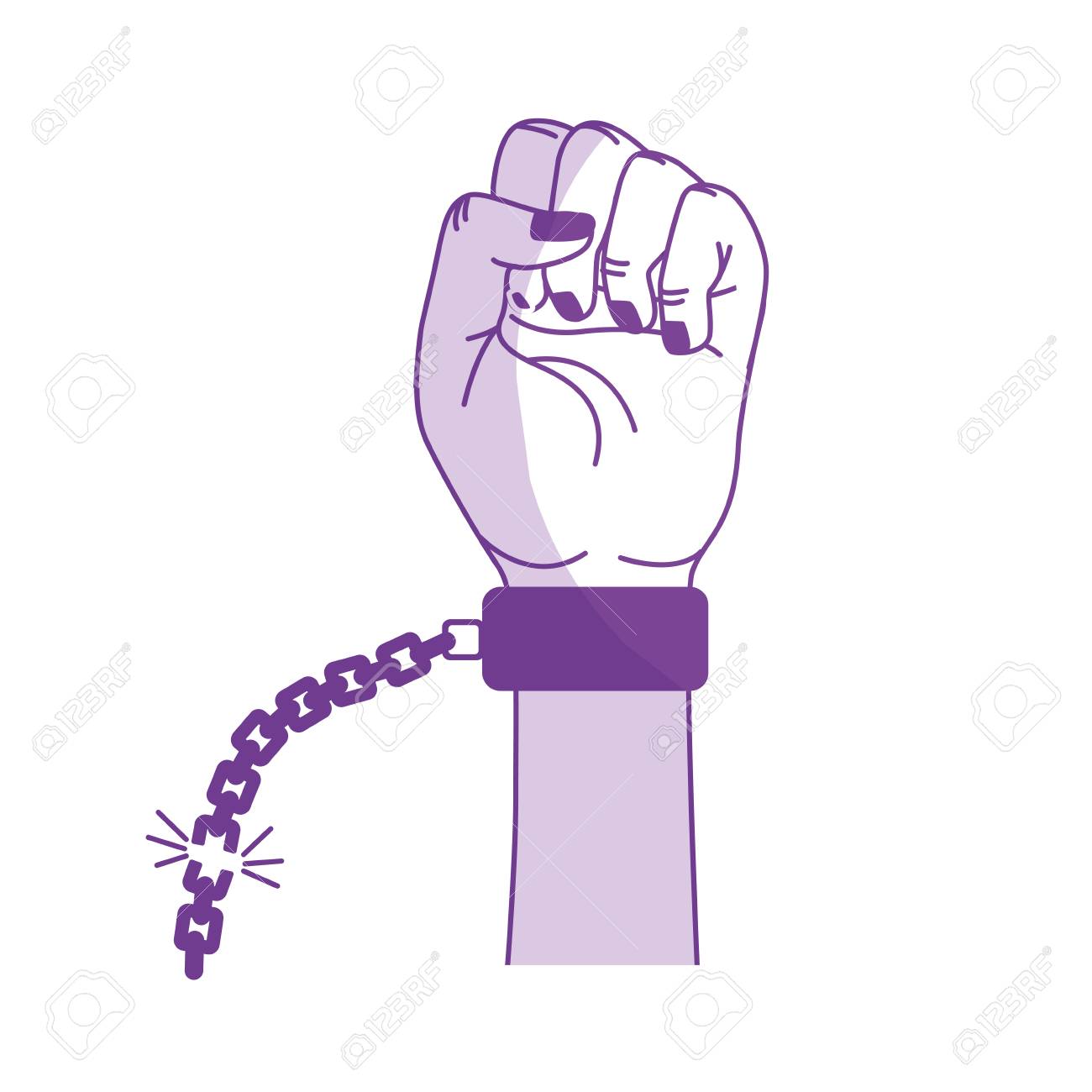 素敵なシルエットは金属チェーンと拳を手します のイラスト素材 ベクタ Image