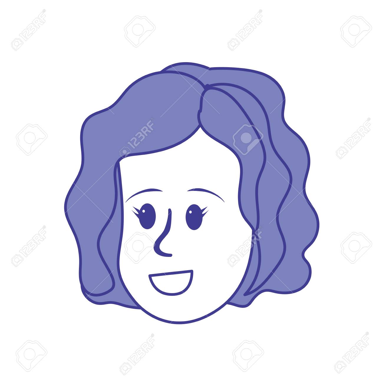 髪型 ベクトル図で幸せなかわいい女の顔 のイラスト素材 ベクタ Image