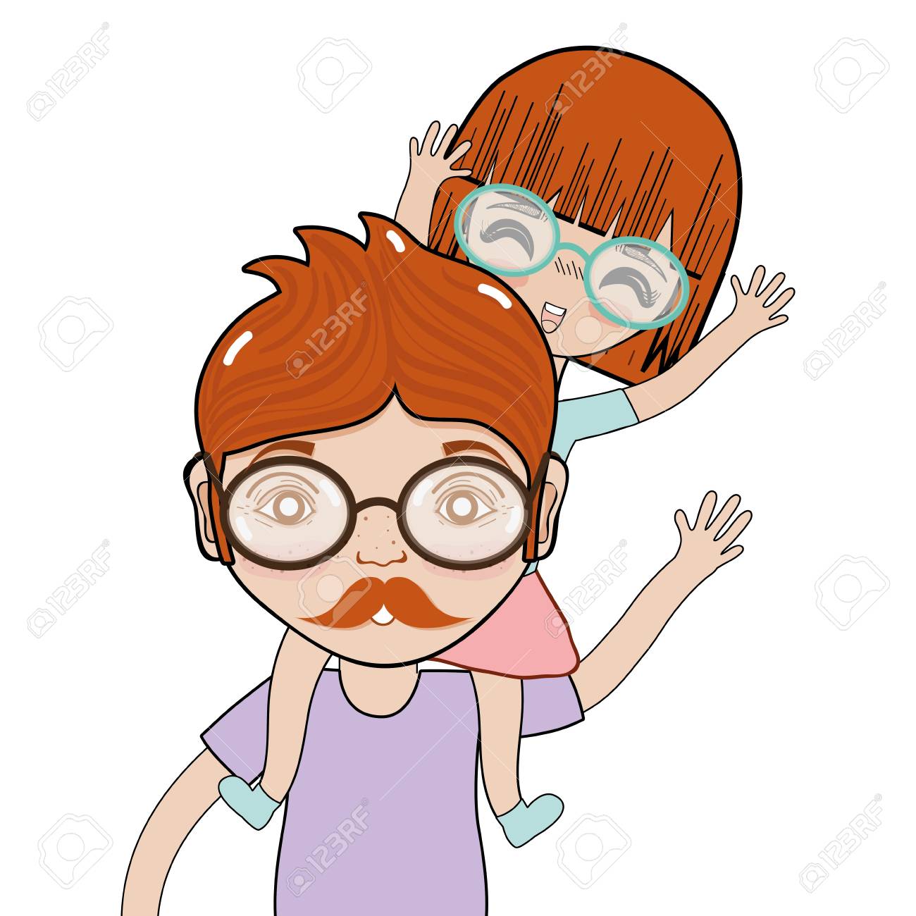 良い父娘と遊ぶのイラスト素材 ベクタ Image