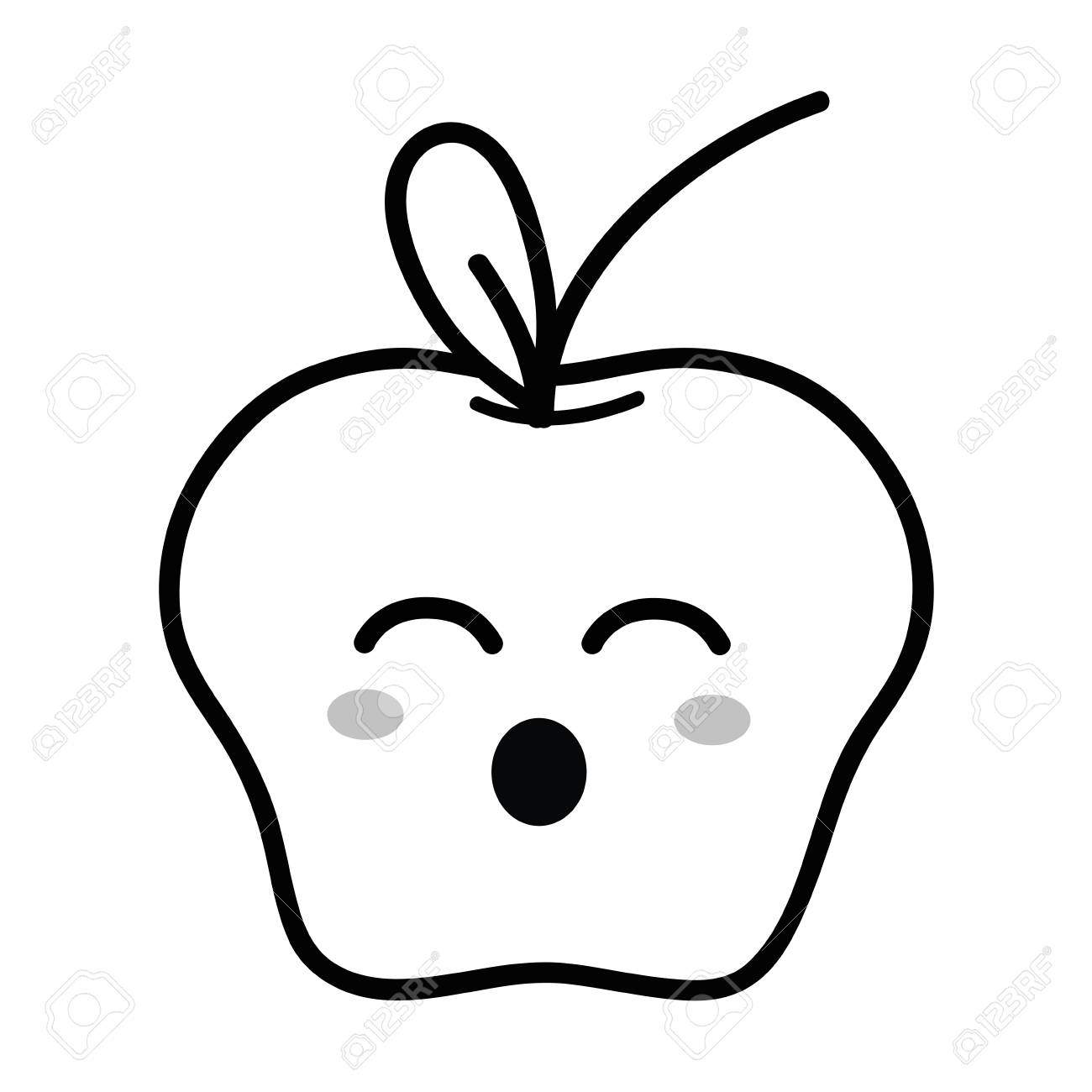 ラインかわいい面白いリンゴ果実 ベクトル イラスト のイラスト素材 ベクタ Image