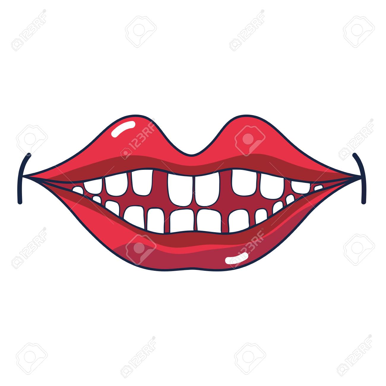 Boca Feliz Con Dientes Diseno Icono Vector Ilustracion Ilustraciones Vectoriales Clip Art Vectorizado Libre De Derechos Image 79582888