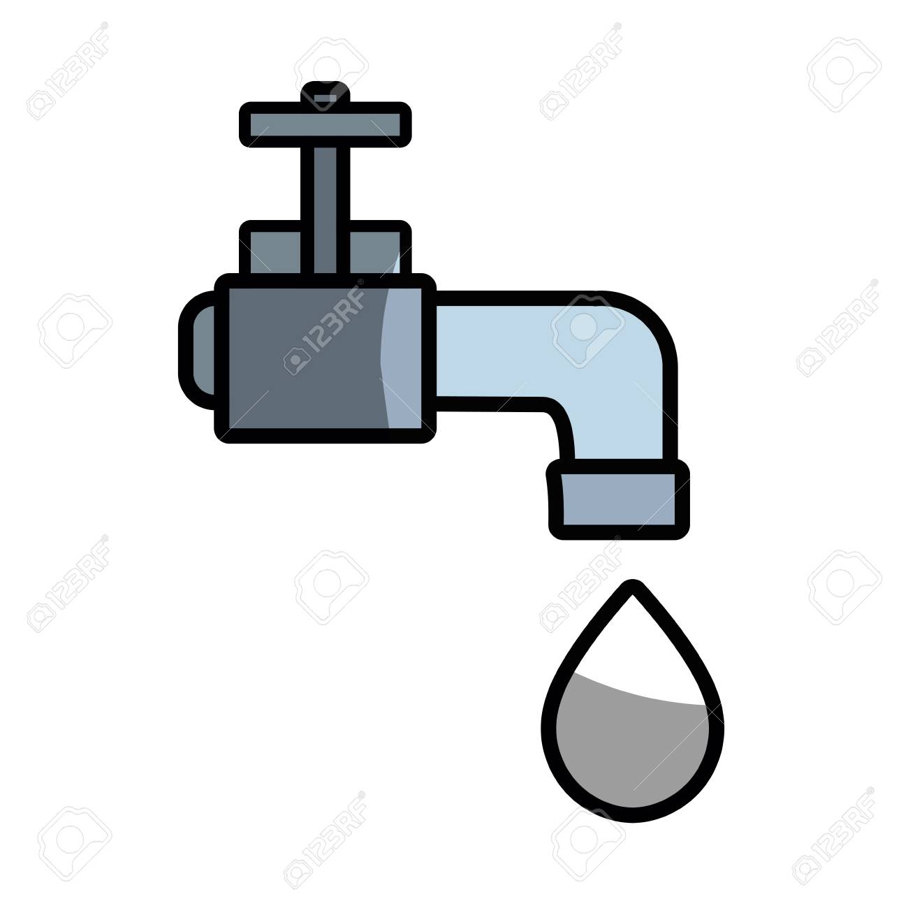 Robinet Avec Une Goutte D Eau A L Illustration Vectorielle De Conservation De L Ecologie Clip Art Libres De Droits Vecteurs Et Illustration Image